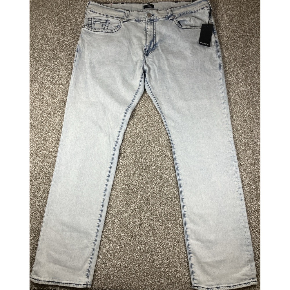True Religion Ricky Relaxed Straight No Flap Light Wash Jeans Size 44x34 NEW